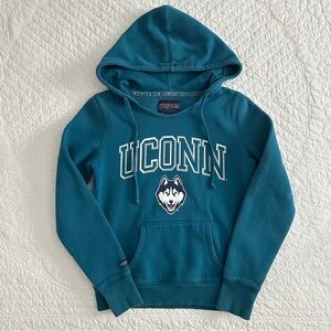 Jansport UCONN Teal Hoodie Pullover Sweatshirt Vintage Huskies Small